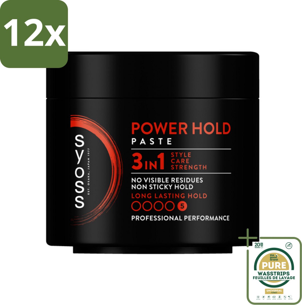 SYOSS - Power hold 150 ml - Haarpaste - Sterke Fixatie - 150ml - Voordeelverpakking - 12 stuks - Sterke fixatie - Gedefinieerde haarstijlen