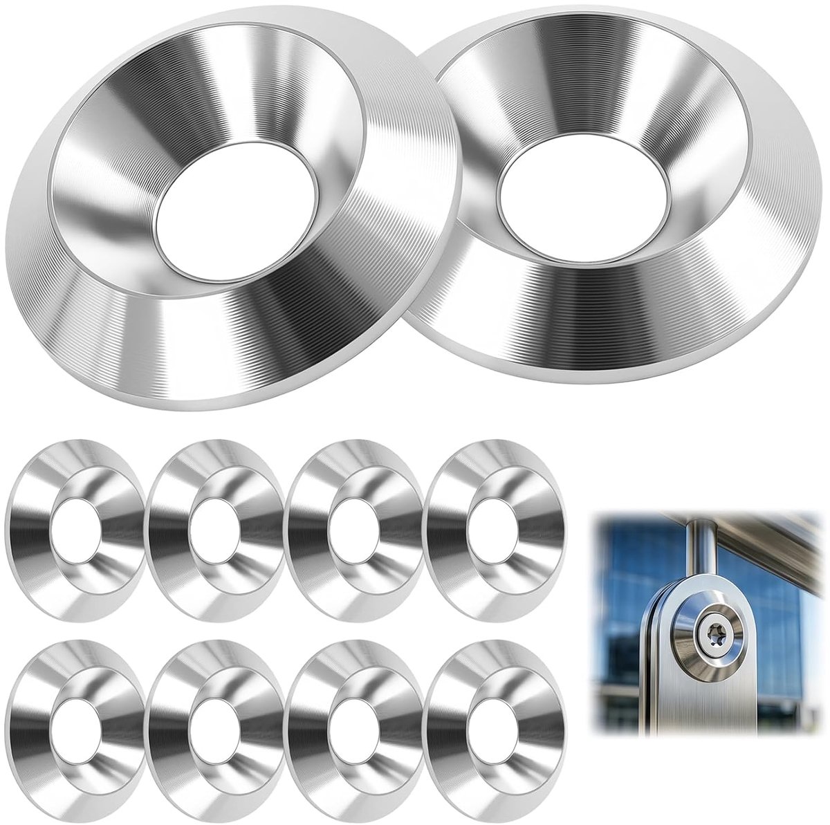 10 stuks roestvrijstalen sluitringen met verzonken kop, M8 x 25 mm verzonken schijven voor verzonken schroeven - ShopVlot