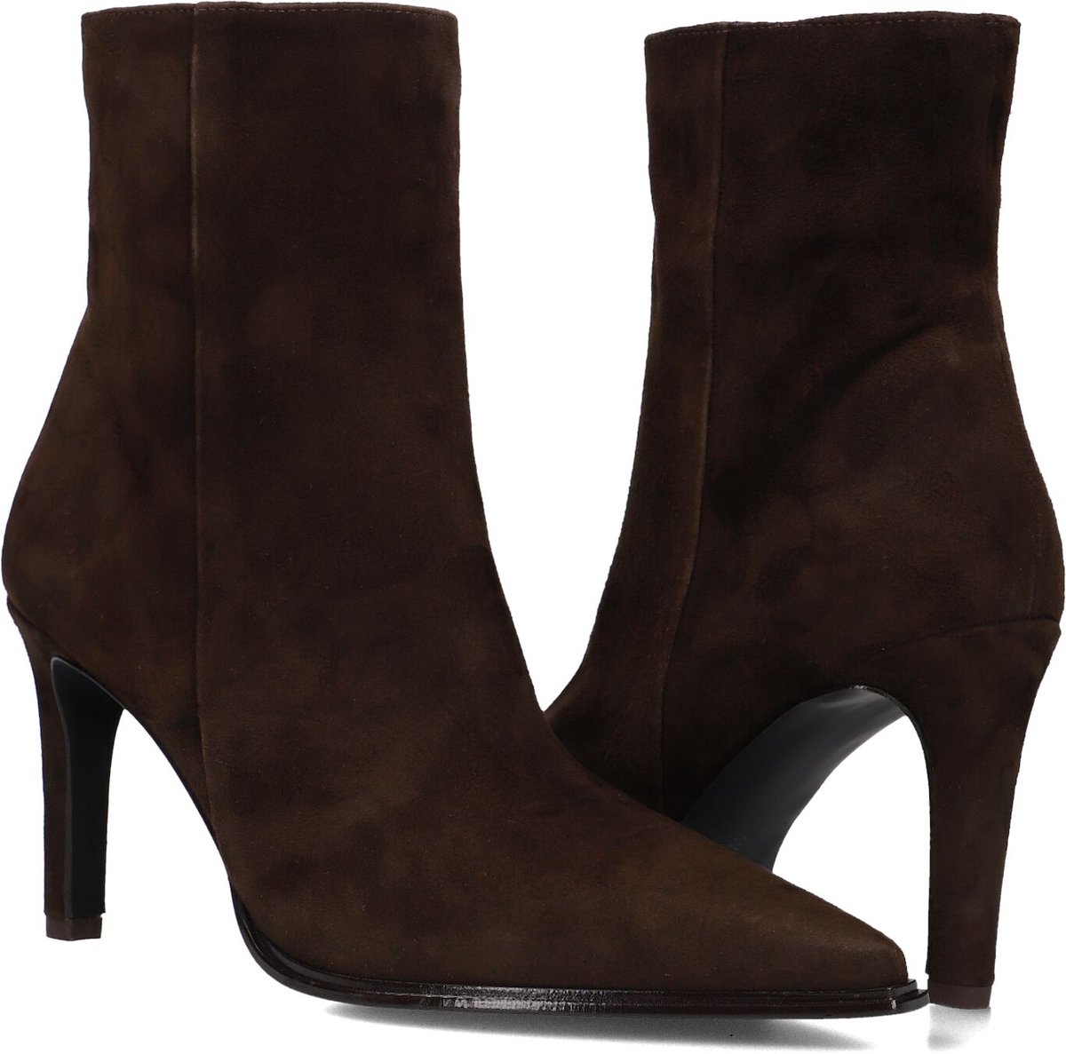 Notre-V 8939 Enkellaarsjes - Enkelboots met rits - Dames - Bruin - Maat 37