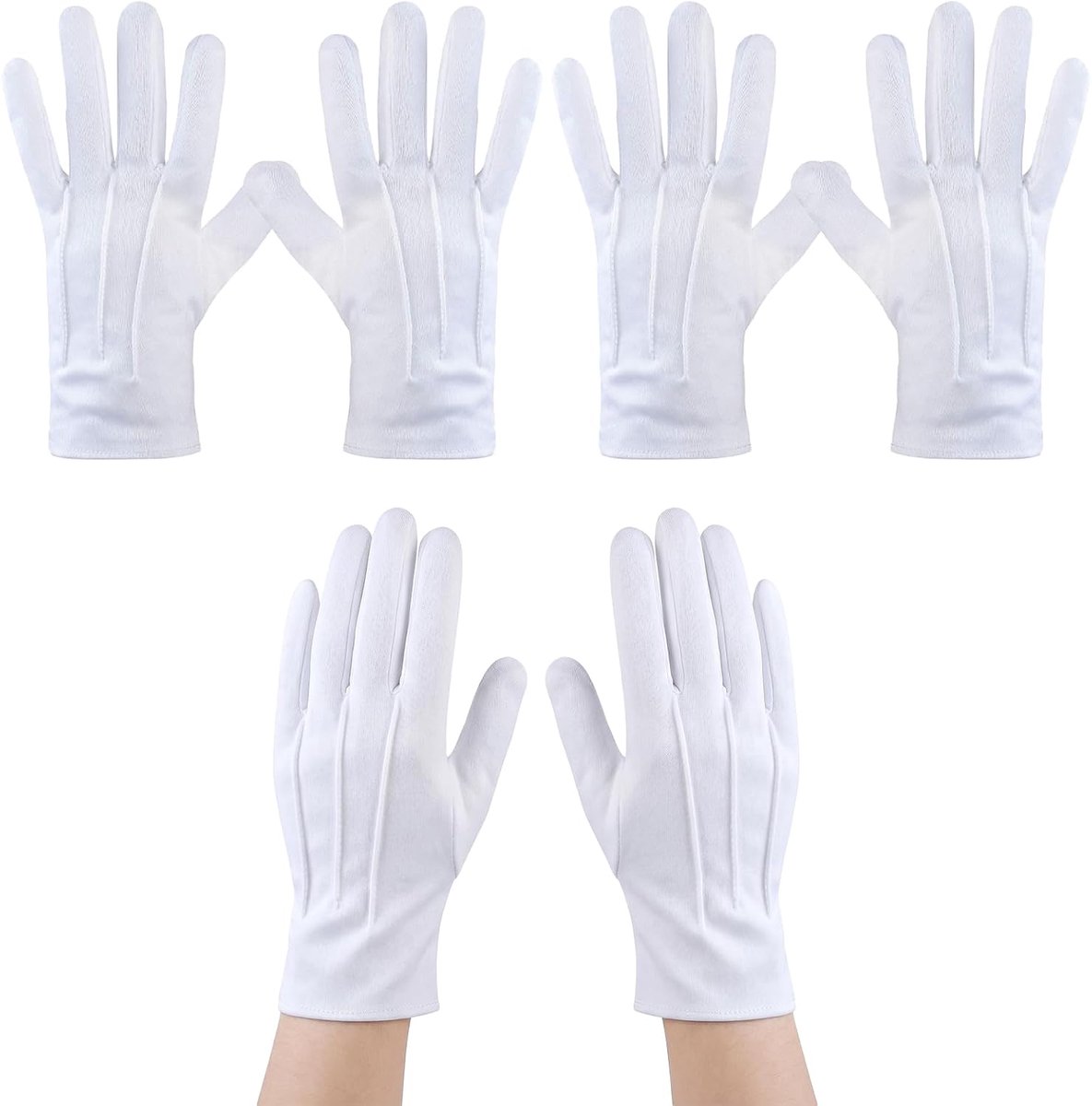2 paar witte handschoenen, XL, ceremoniehandschoenen van polyester, voor formele smoking, sieradeninspectie - ShopVlot
