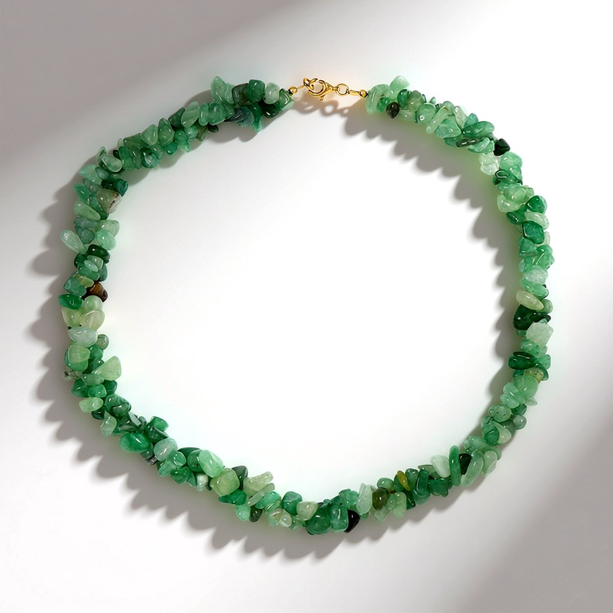 Cavill - Zilveren ketting 925 sterling - 45 cm - Groene aventurijn 341,573 ct - Boho stijl - Braziliaanse edelstenen - Verguld