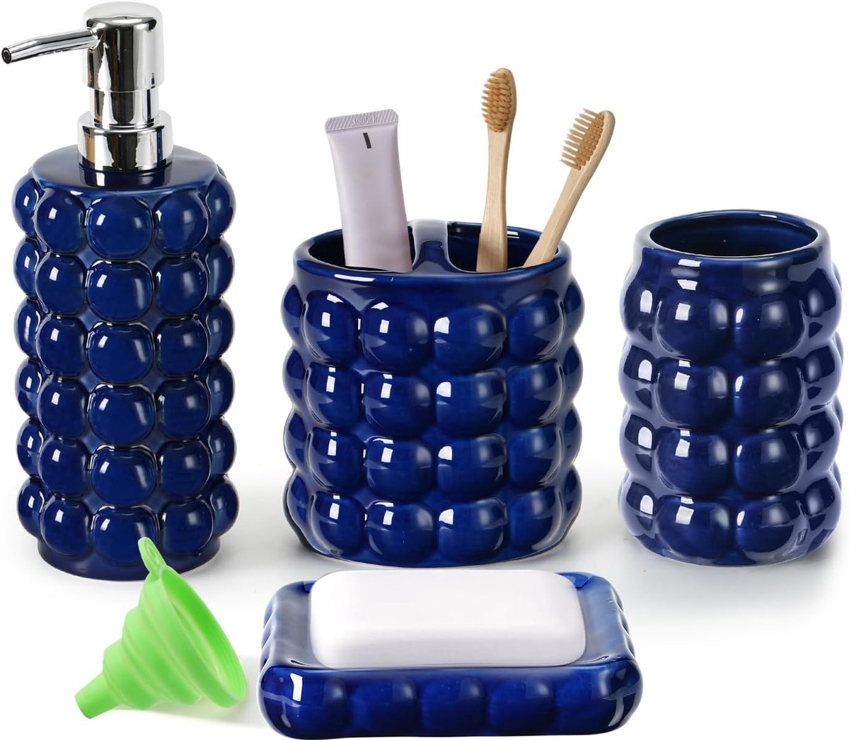 Ceramic Bathroom Accessories Set 4 Pieces, Soap Dispenser, Toothbrush Holder, Cup, Soap Dish, Bathroom Accessories Set - ShopVlot