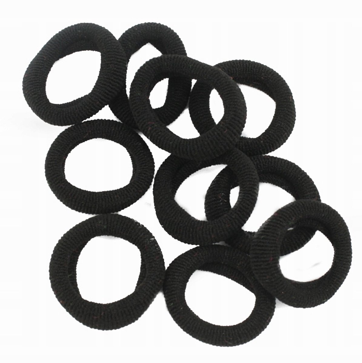 Zwarte Lycra Haarbandjes 2,5 cm - Set van 10 Stuks