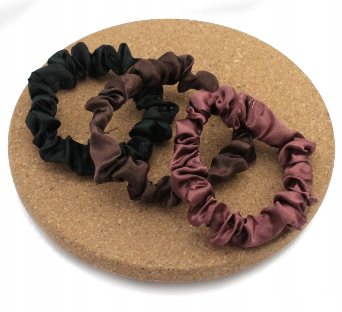 Satijnen Haarscrunchies Set - 3 Stuks - Donkere Kleuren