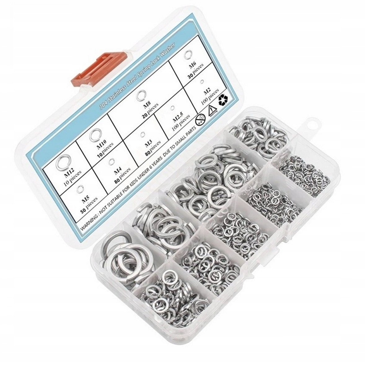 480 stuks RVS splitringen - Diverse maten