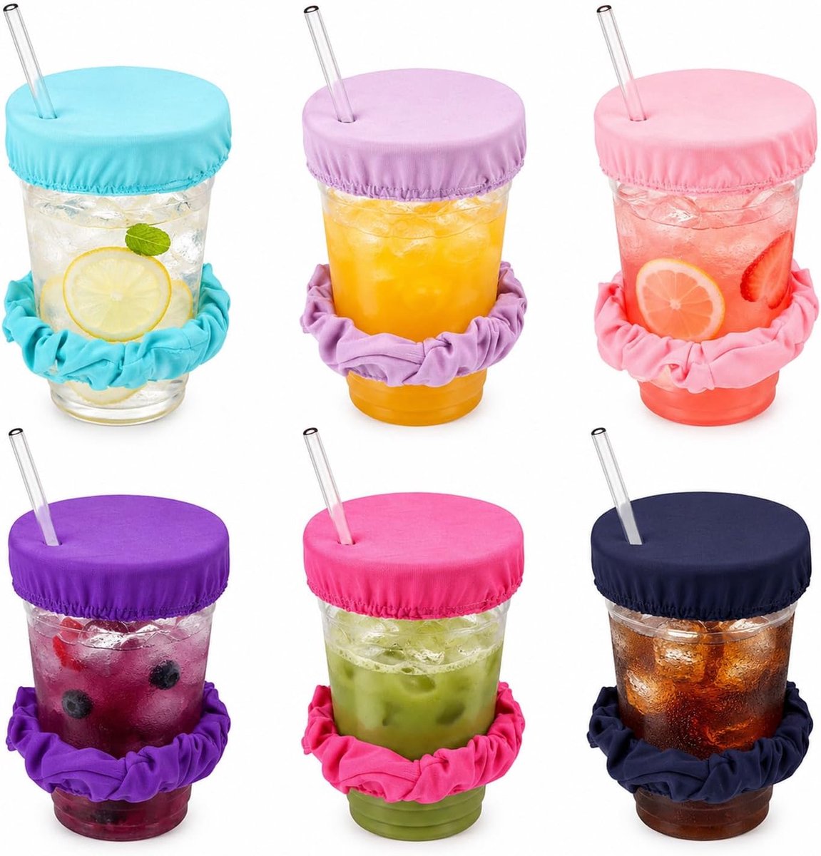 Drankbescherming 6 stuks - kleurrijke scrunchies - anti-vlekken - veilig genieten op feestjes - ShopVlot