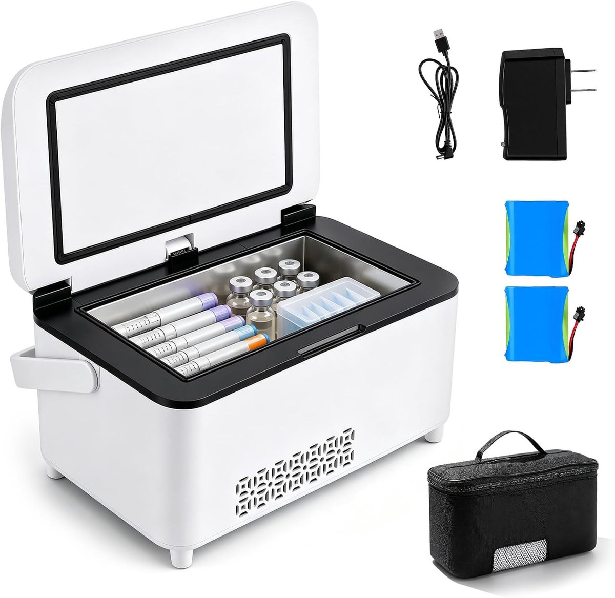 Koelbox voor medicijnen - 235 x 155 x 126 mm - Draagbare Koelkast met LCD-display en Dubbele Accu - Voor Insuline en Geneesmiddelen