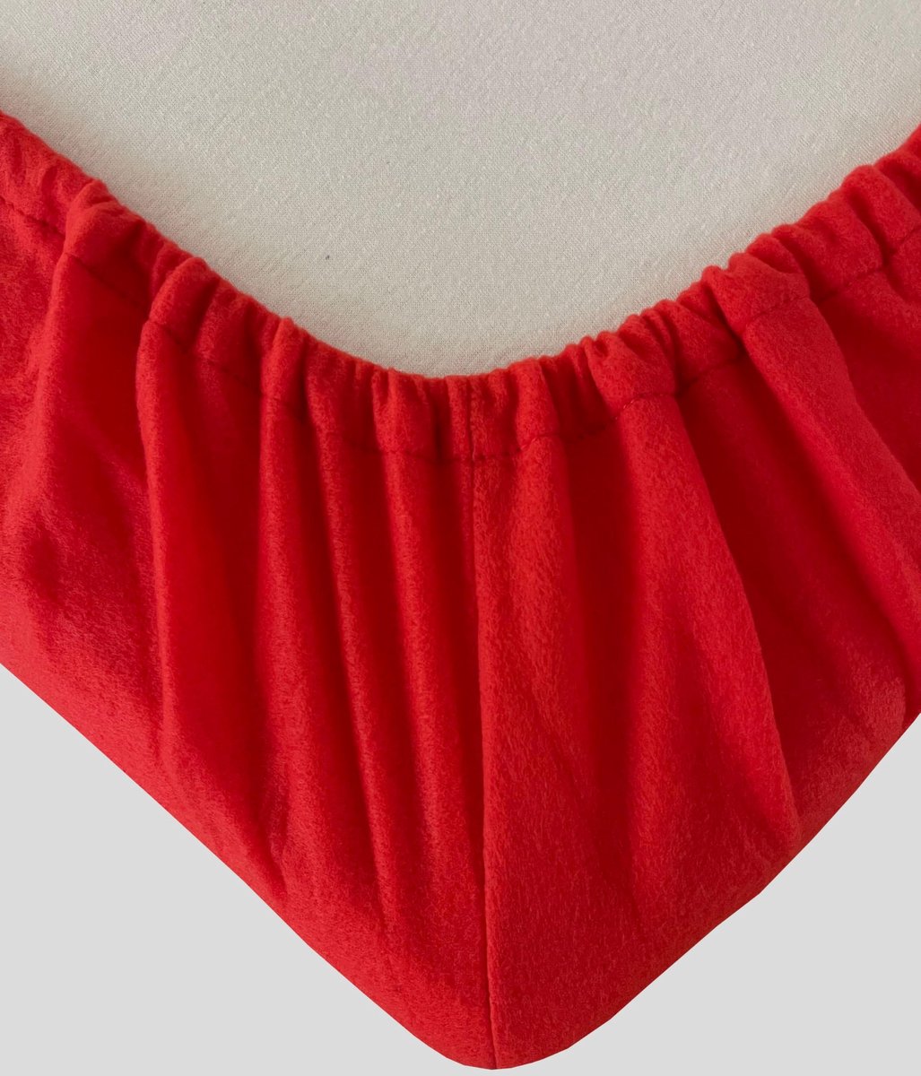 Hoeslaken 180 x 200 cm - thermo-fleece - rood - heerlijk warm in de winter - ShopVlot