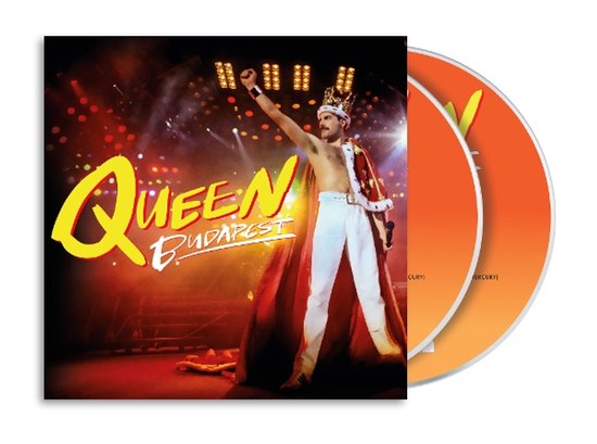 Pochette d'album de Queen 'Budapest' avec Freddie Mercury en tenue royale sur scène.
