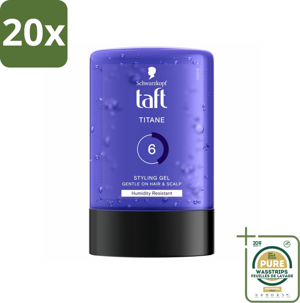 20 x Taft - Titane 6 - Styling Gel - Krachtige fixatie - 300 ml - Grootverpakking - Krachtige Fixatie - Titanium Hold - Haar Styling Gel - Sterk Haar - Vochtbestendig Haar