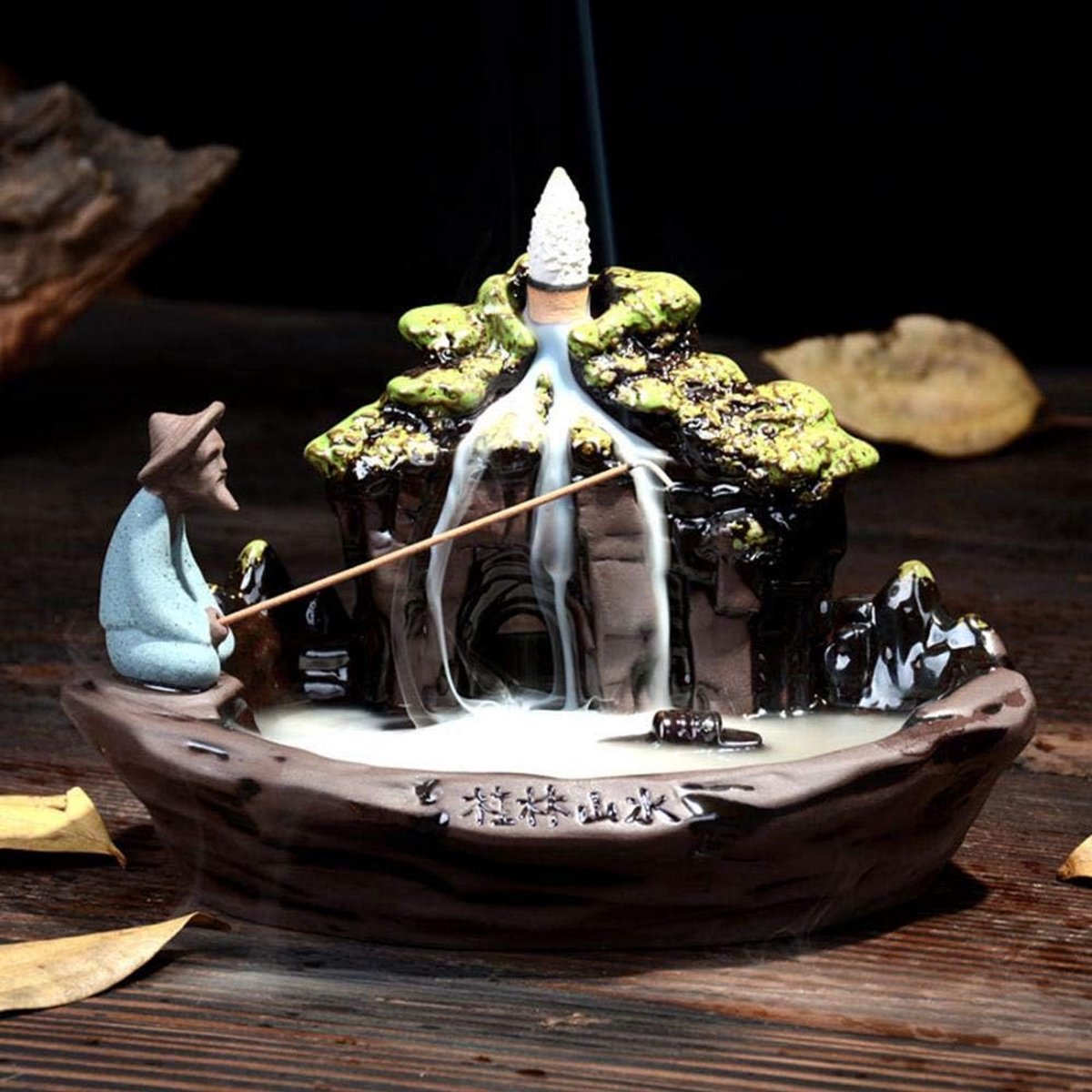 Verus Landscape Backflow Incense Burner with 10pcs Backflow Incense Cone, Home Ceramic Backflow Incense Cone Holder - ShopVlot