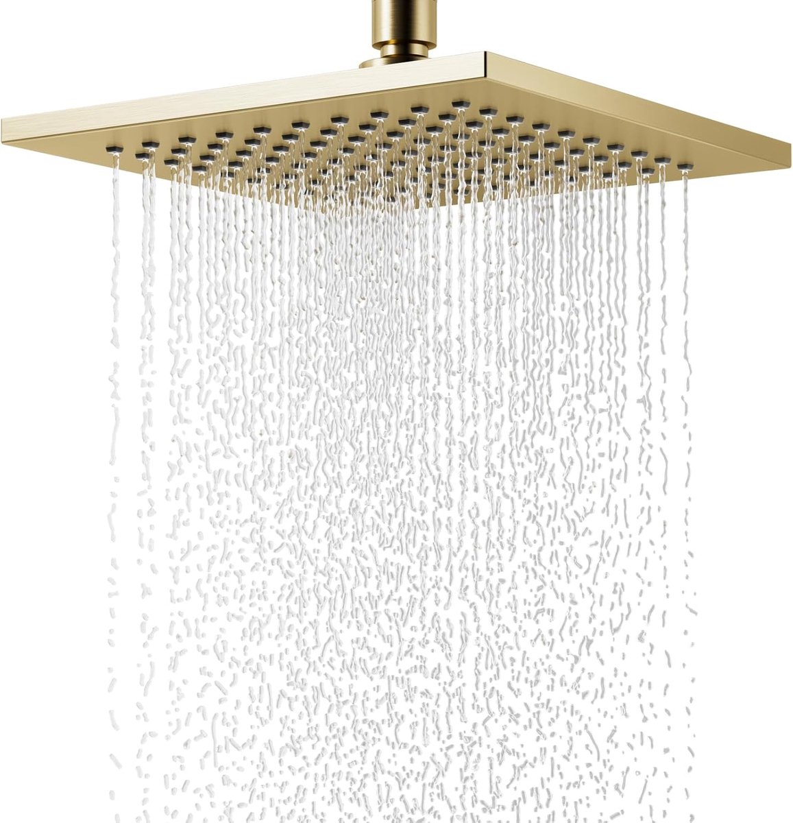 Douchekop 20cm vierkant - Gouden roestvrij staal - Antikalk nozzles - 360° verstelbaar voor een luxe doucheervaring - ShopVlot