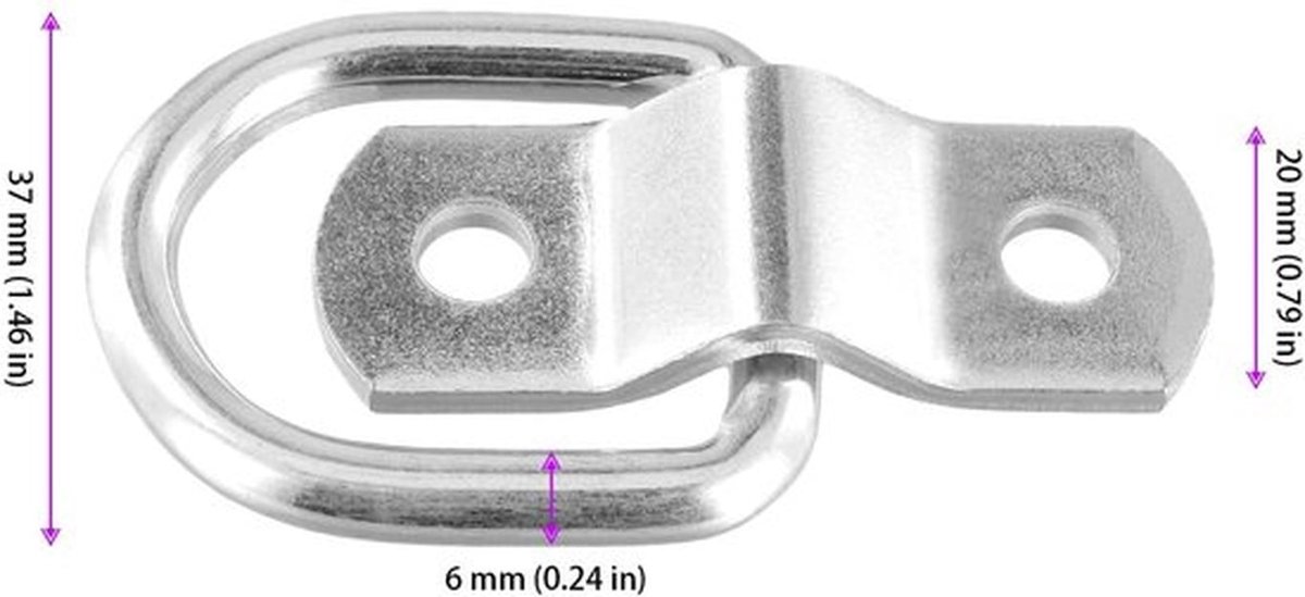 Sjorring 18 Stuks - D-ringanker - Sjorogen - Haken - Aanhangers - Draagvermogen 200 kg - Verzinkt Staal - Verankering