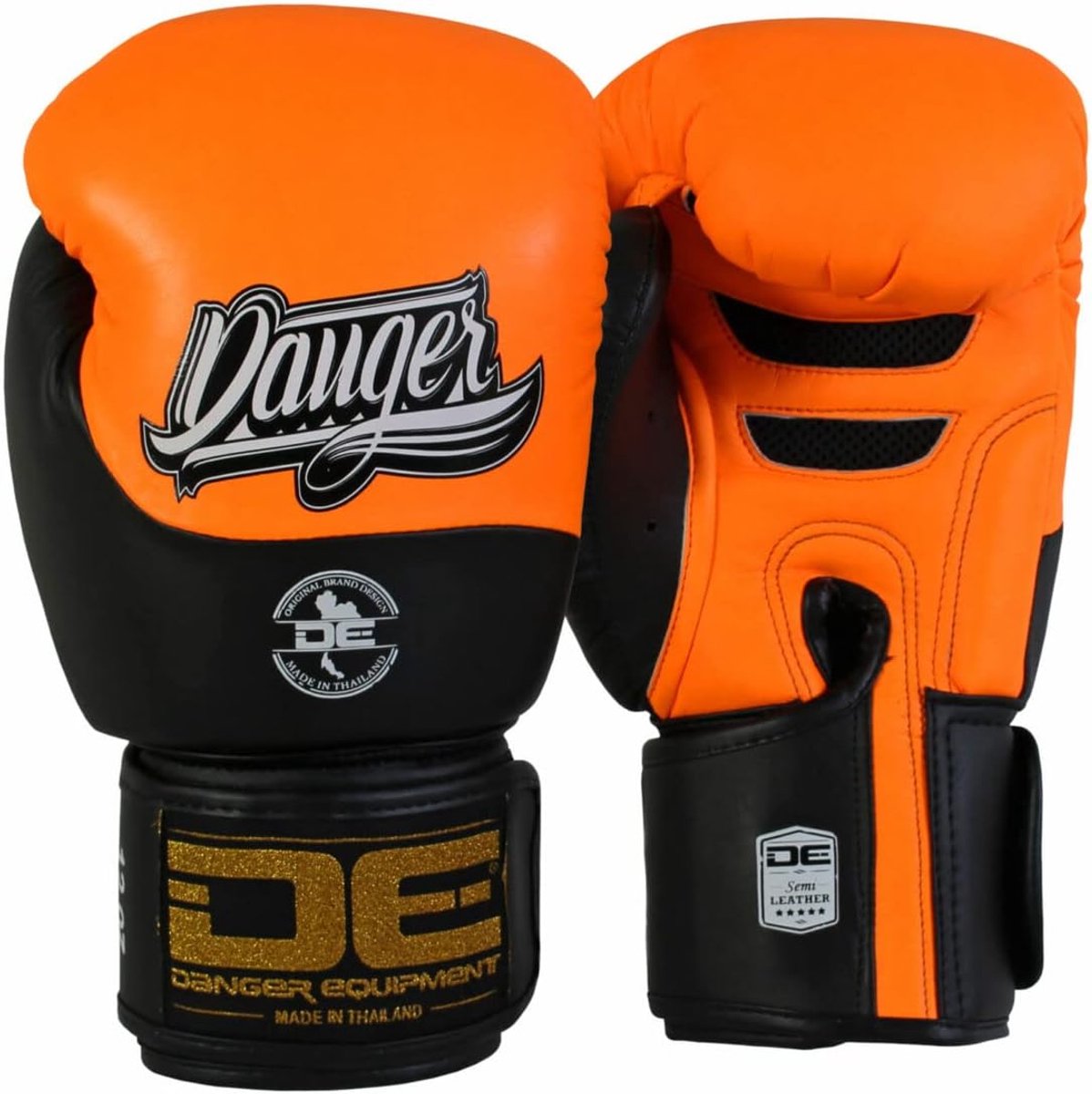 Boxhandschoen 14OZ - semi-leer - oranje-zwart - optimale bescherming - ShopVlot