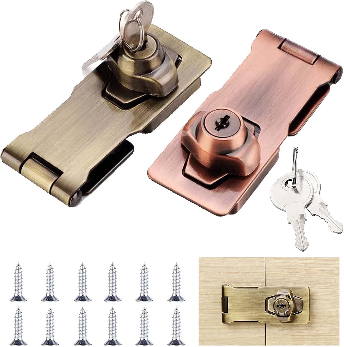 Sanding lock and door lock with 2 pieces, metal lock and key - ShopVlot