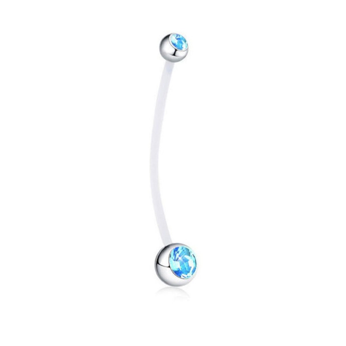 Zwangerschapspiercing | Zilverkleurig | Blauwe Steentjes | Zwanger | Navel Piercing