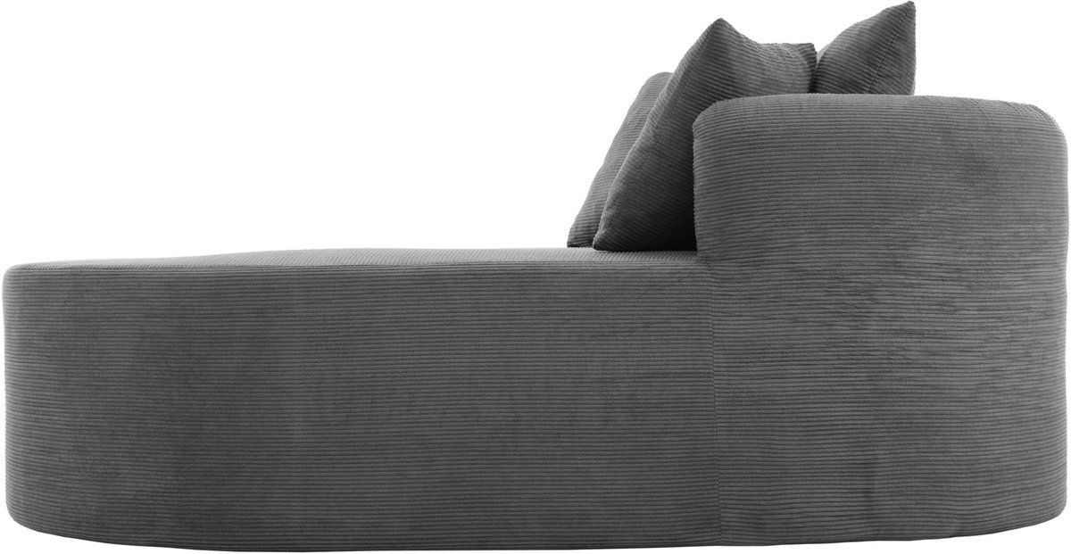 HAUSS SPOLE Relaxfauteuil - Ovale Loungestoel - Montagevrij - Extra Diepe Zitting - Voor Woonkamer, Slaapkamer En Leeshoek - Corduroy Grijs