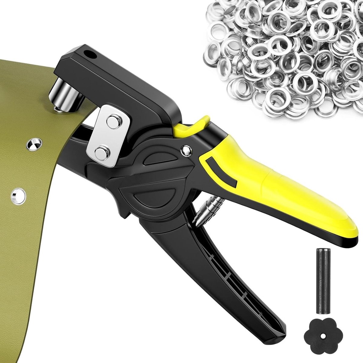 Zeilringen met tang - Metaalkleurig - Ø 10 mm - Stalen Oogtangset met 500 Ogen en Magnetische Tang - Voor Zeil, Stof en Leer