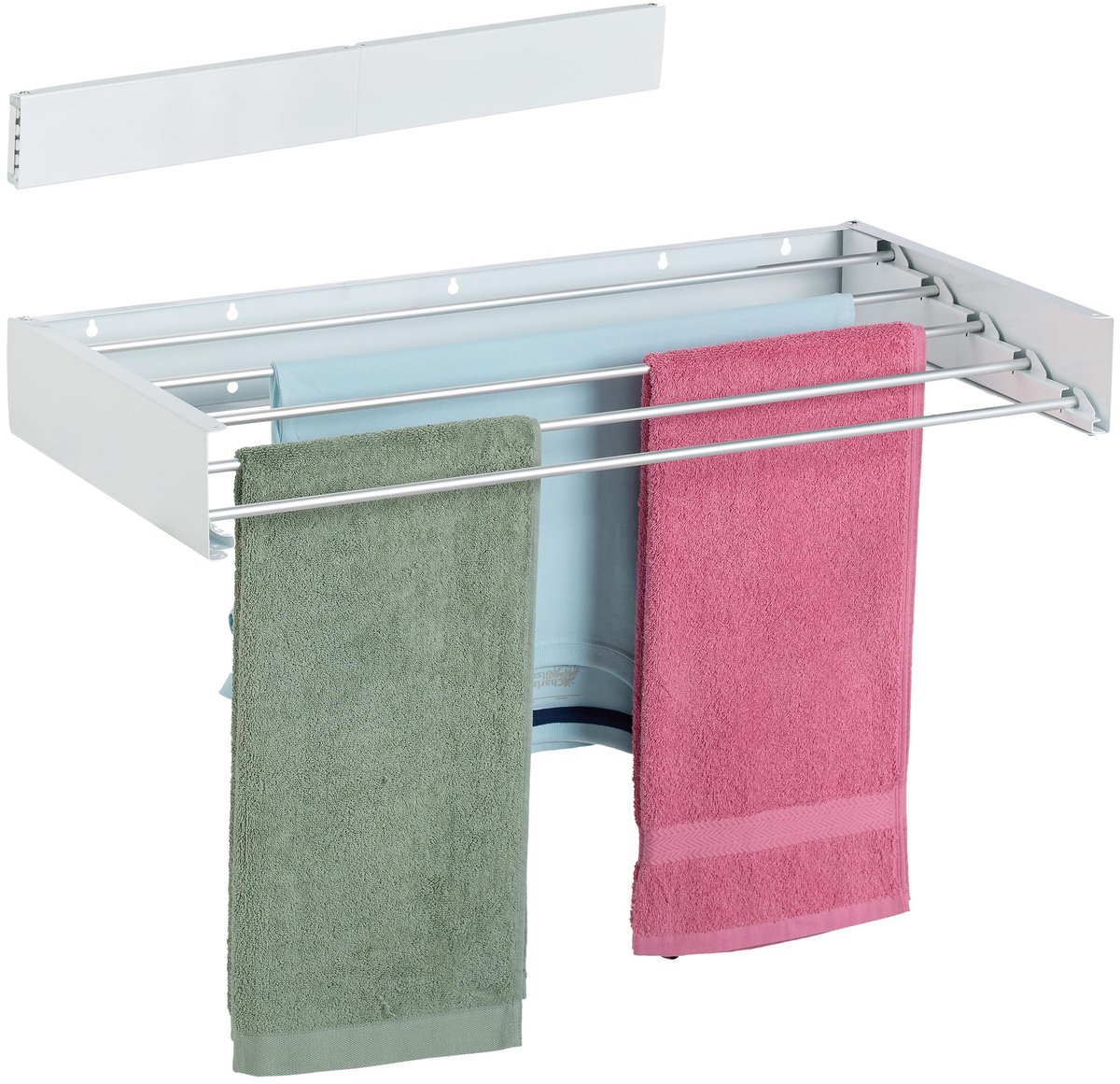 Famanu – Inklapbaar wanddroogrek, ruimtebesparend, wit, 15 x 80 x 40 cm, voor binnen en buiten