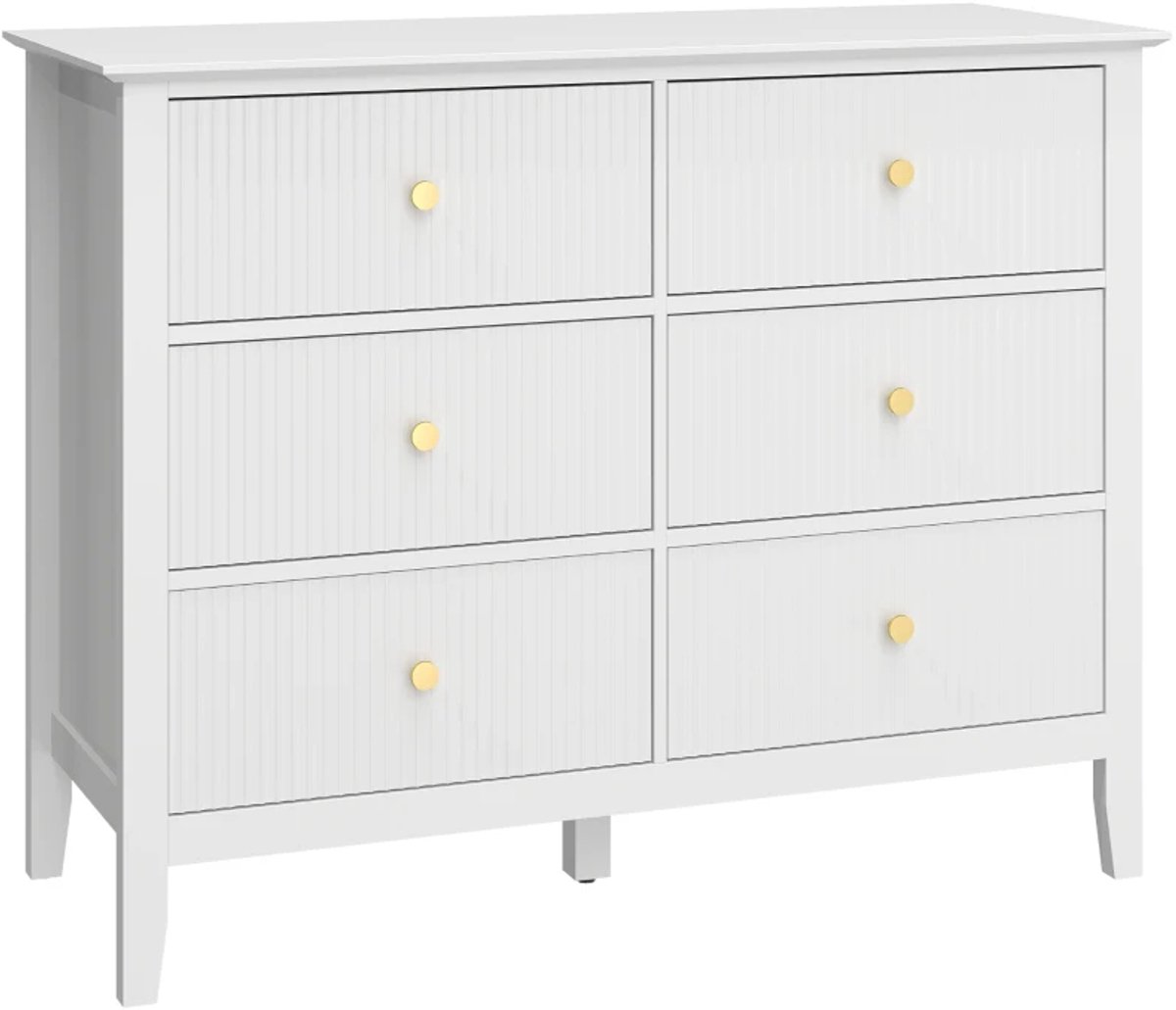 Dressoir - Ladenkast met 6 laden - Moderne opbergkast voor woonkamer, slaapkamer en hal - 100 x 40 x 78 cm - Wit