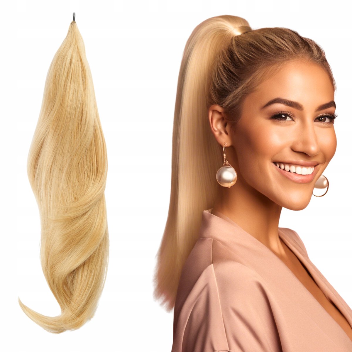Merkloos Blond Draadkapsel 75cm - Snel en Makkelijk Effectieve Haarstijl