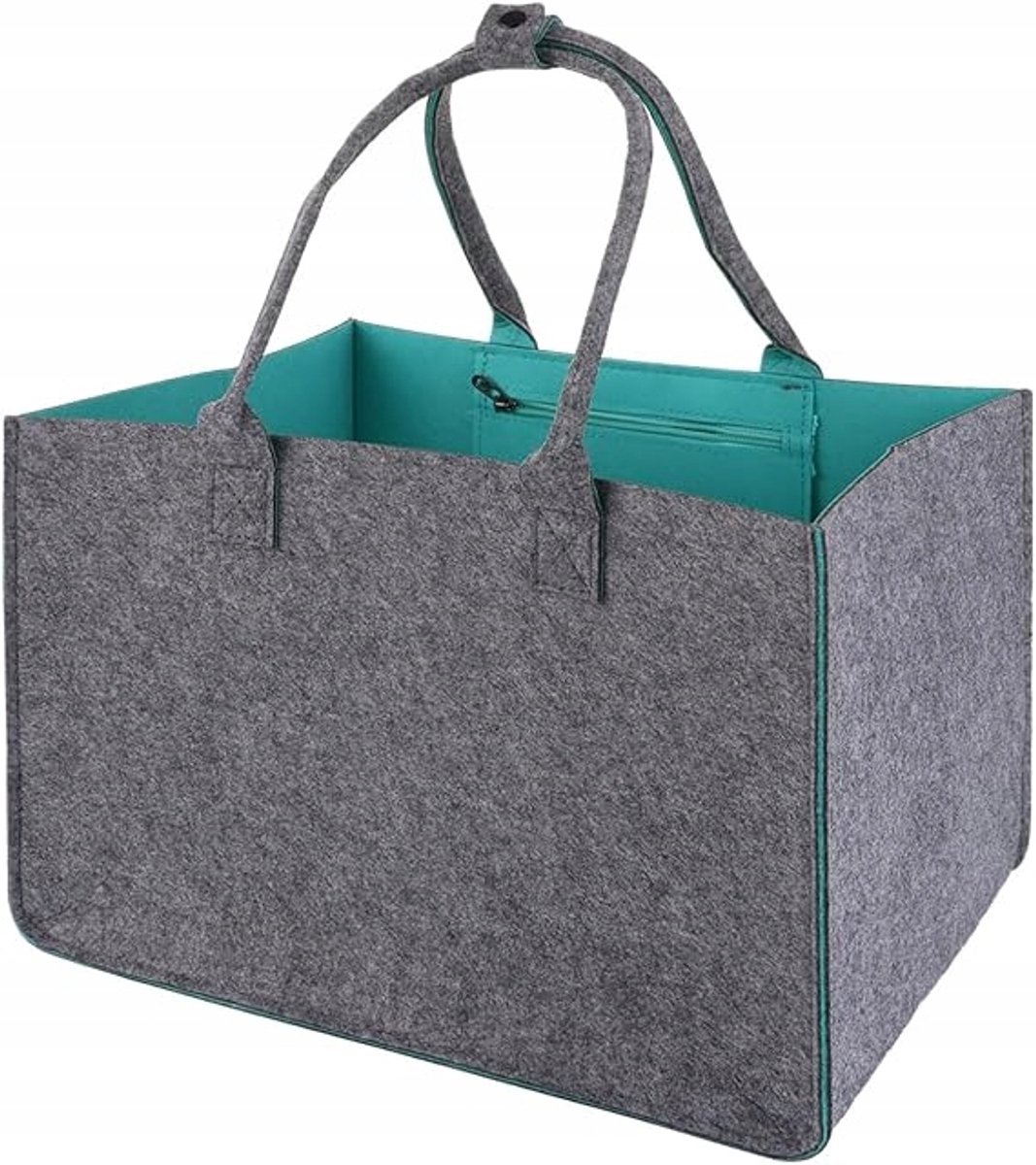 Opvouwbare Filten Boodschappentas 40x27x27 cm met Rits - Grijs