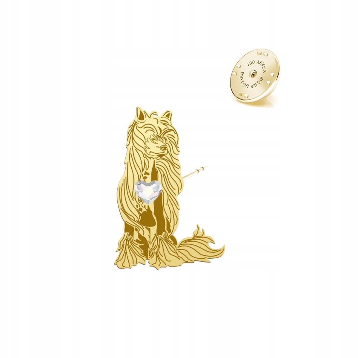 Gouden Chinese Naakthond Pin Brosch - 925 Sterling Zilver