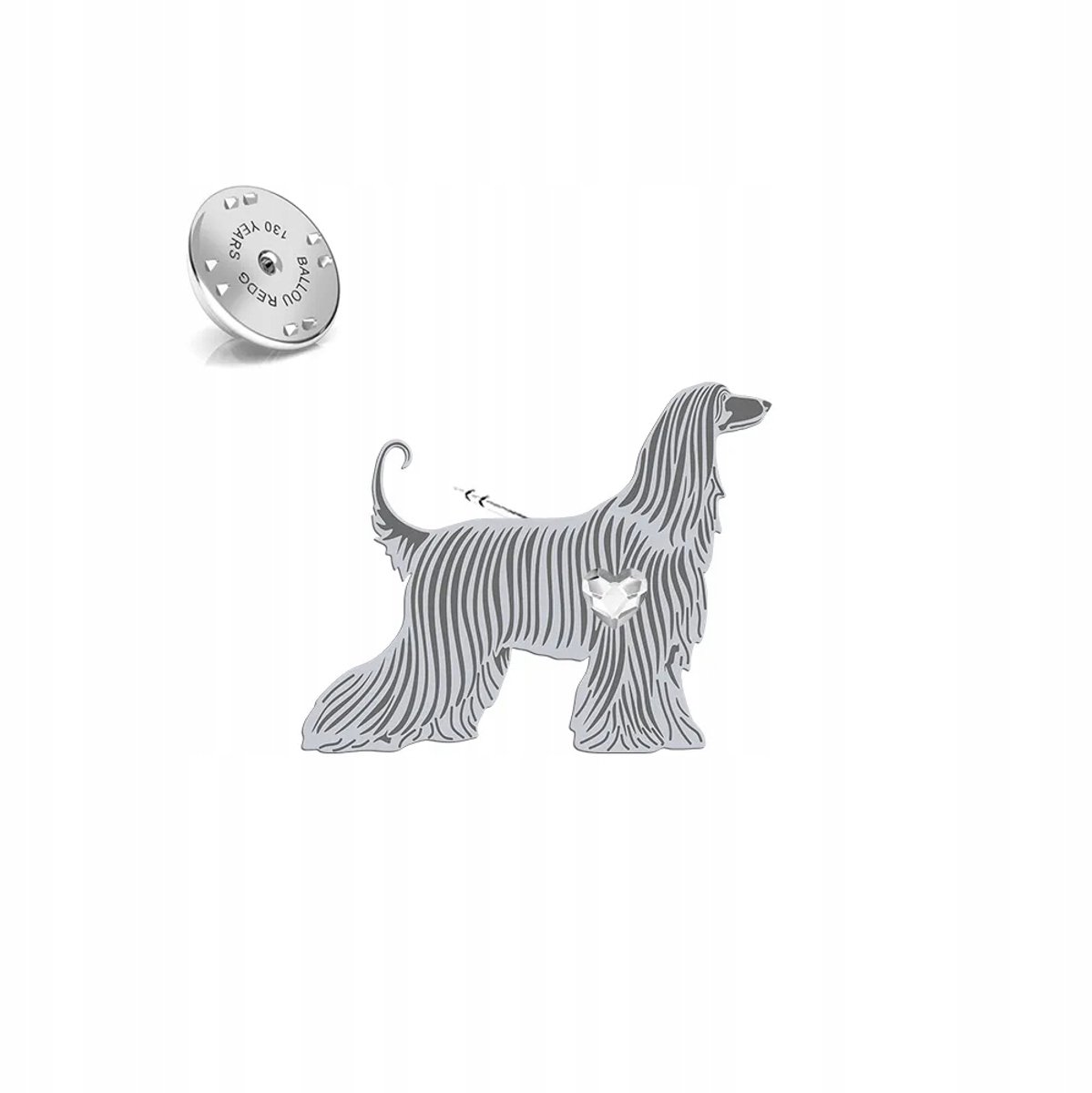 Zilveren Broche Afghaanse Windhond 925 Sieraden Cadeau met Kristal