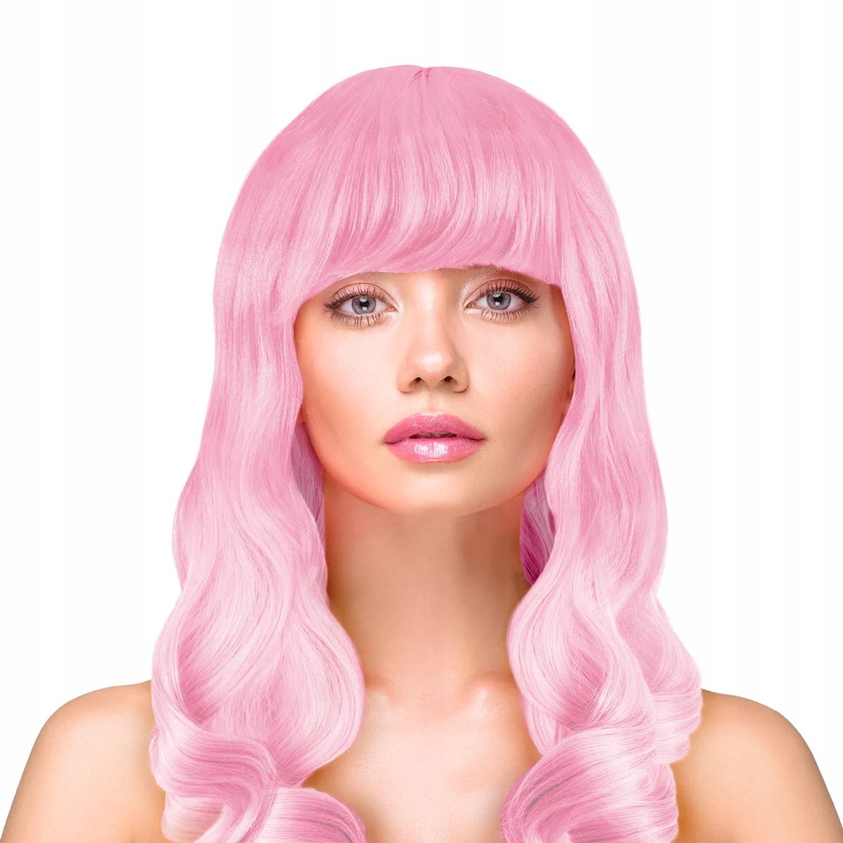 Lange Krullende Roze Pruik - Feestelijk Accessoire