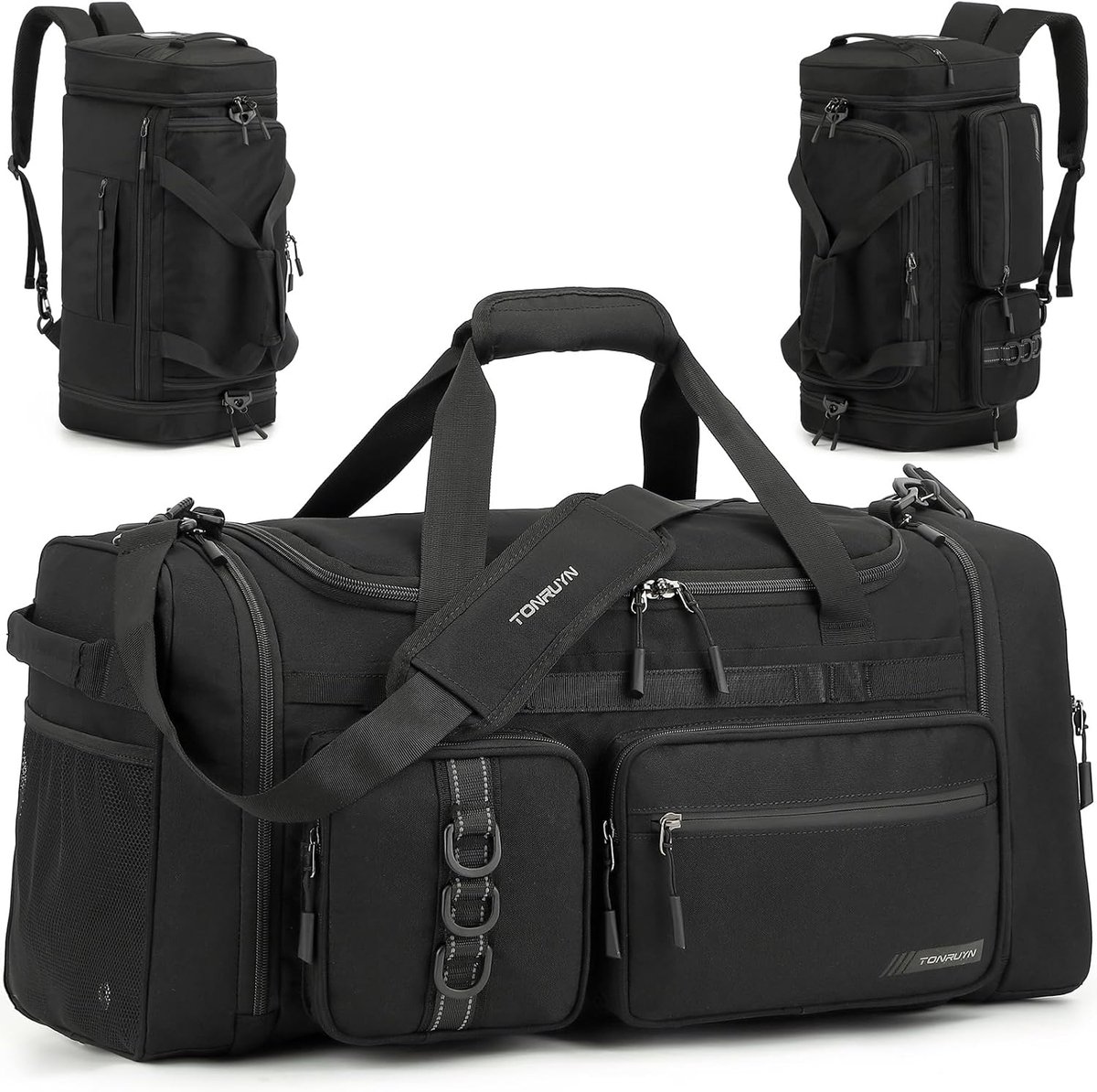 Reisbagage met schoencompartiment - Zwart - 3 in 1 gymtas - Ideaal voor sport en reizen