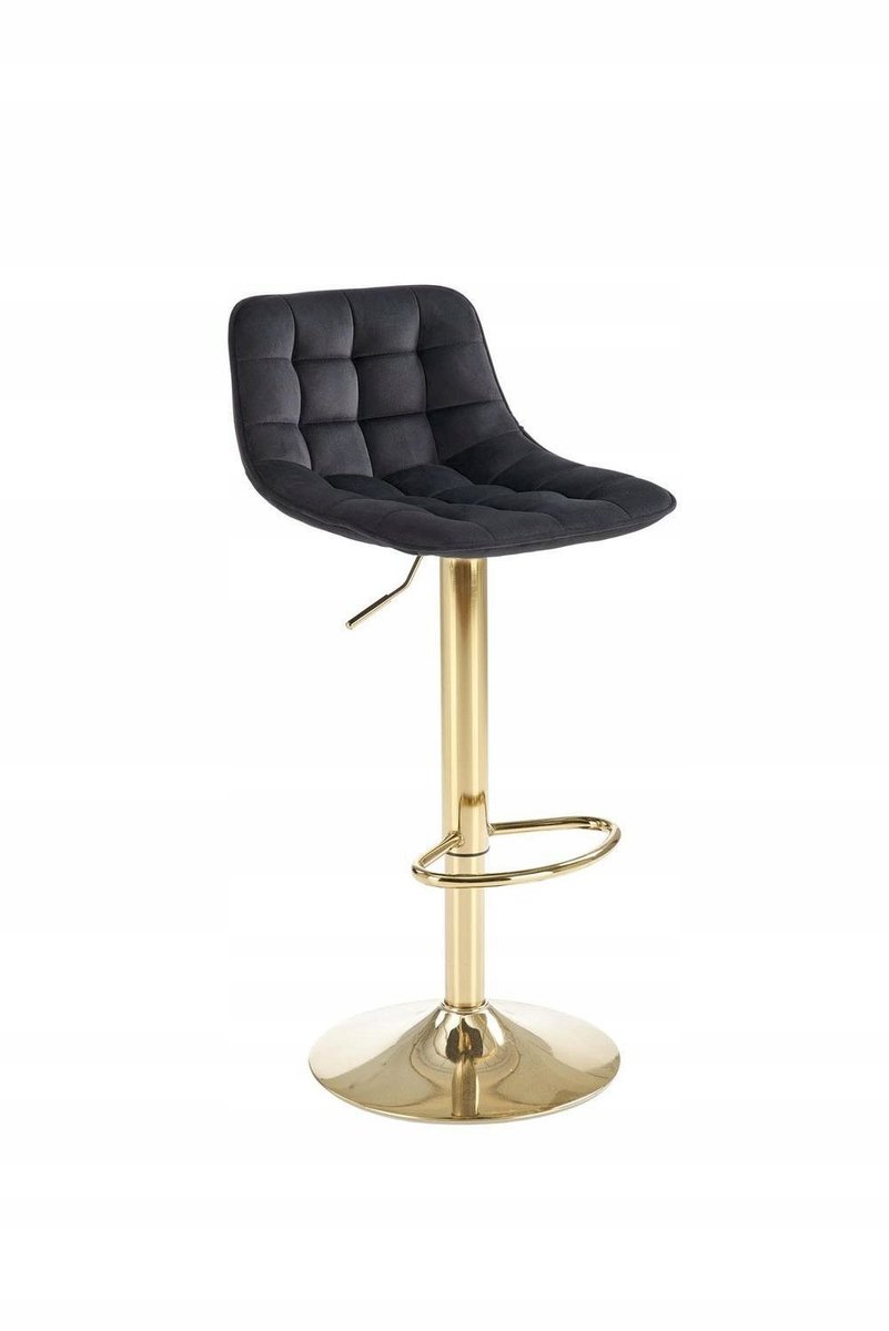 Luxe Plaid Barstoel Zwart/Goud - Verstelbaar & Draaibaar