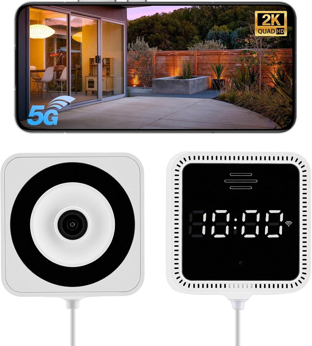 WLAN Bewakingscamera - Wit - Mini Spioncamera met Kleurennachtzicht - Draadloos en Compact - Voor Binnengebruik