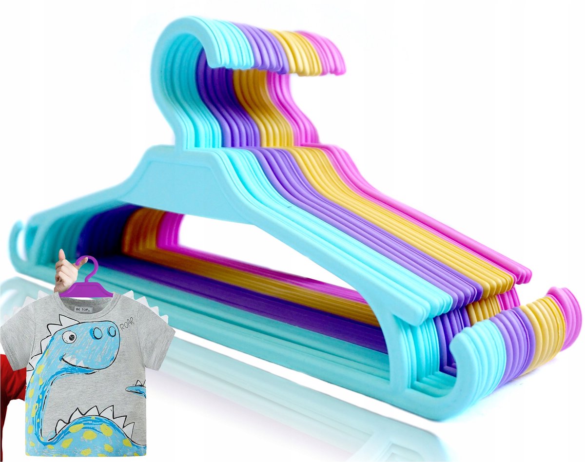 20x Pastel Kinderkledinghangers - 32cm - Kunststof