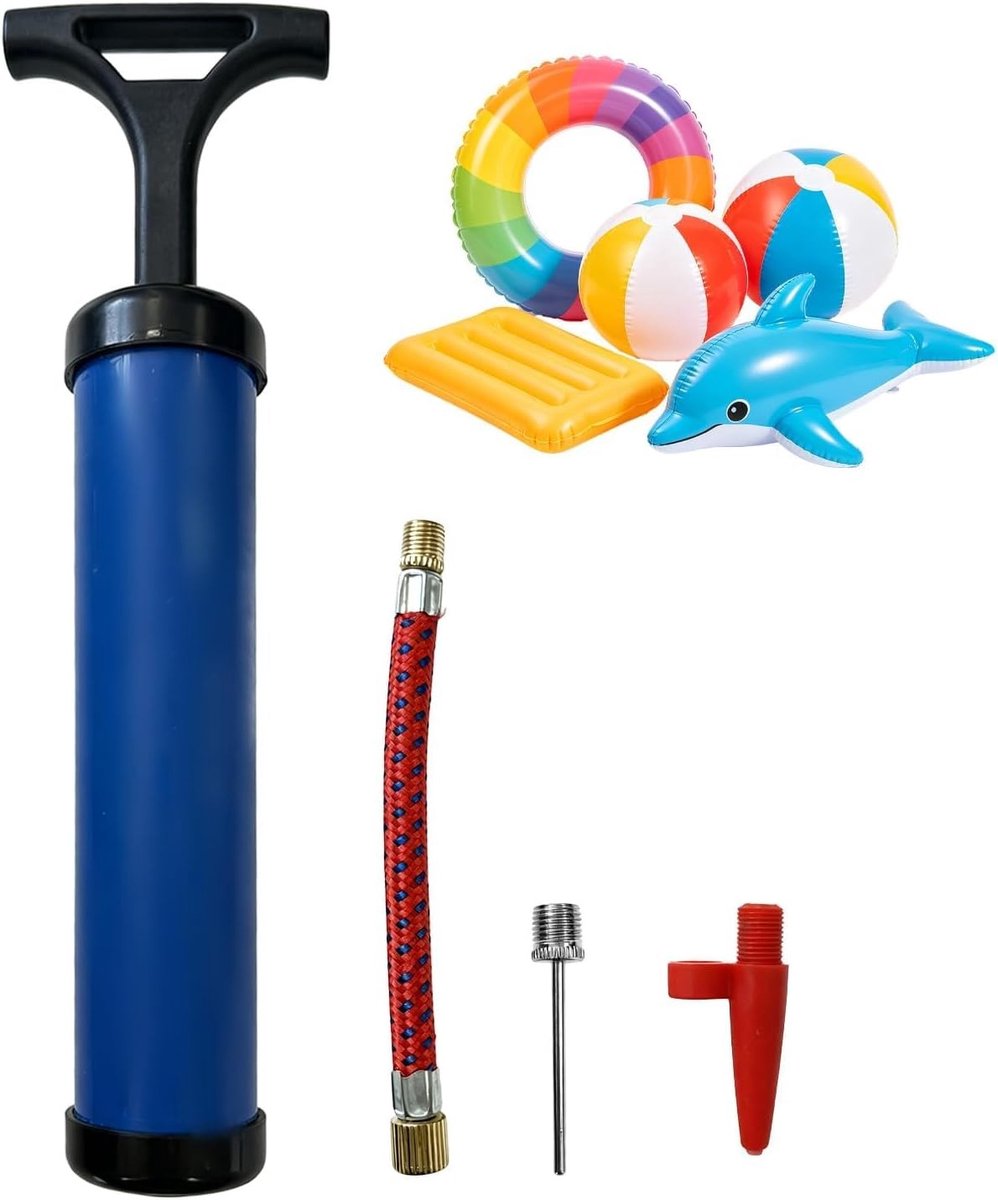 Draagbare Balpomp - Zwart - 20,3 cm - Ergonomisch Ontwerp met Antislip Grip - Voor Alle Opblaasbare Sportballen