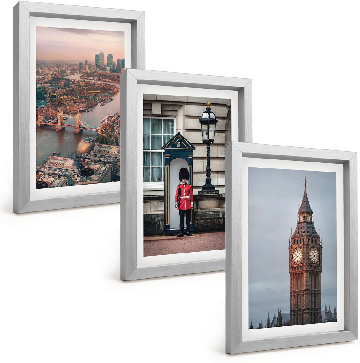 Tulup 4-Delige Schilderij Set - Uitzicht op Londen met de brug en de Big Ben. - 20 x 30 cm - Moderne Wanddecoratie - Woonkamer - Muurdecoratie