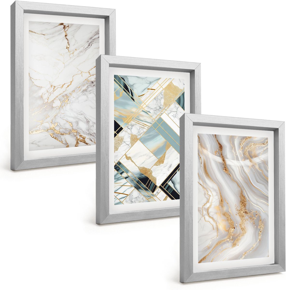 Tulup 4-Delige Schilderij Set - Elegante, modieuze abstracte marmerpatronen - 20 x 30 cm - Schilderijen Set - Wanddecoratie - Woonkamer - Interieur Decoratie