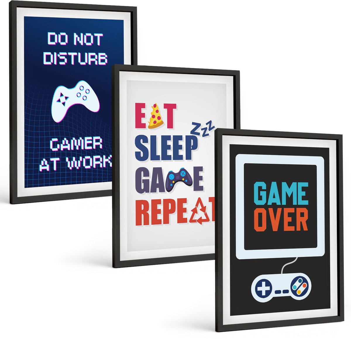 Tulup 4-Delige Schilderij Set - Ondertitels voor gamers met een entertainmentthema - 40 x 60 cm - Wanddecoratie - Schilderijen Set - Kantoor - Decoratieve Schilderijen