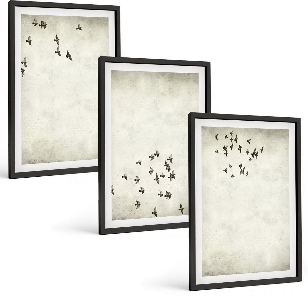 Tulup 4-Delige Schilderij Set - Minimalistisch schilderij van vliegende vogels - 40 x 60 cm - Wanddecoratie - Muurdecoratie - Woonkamer - Stijlvolle Muurdecoratie