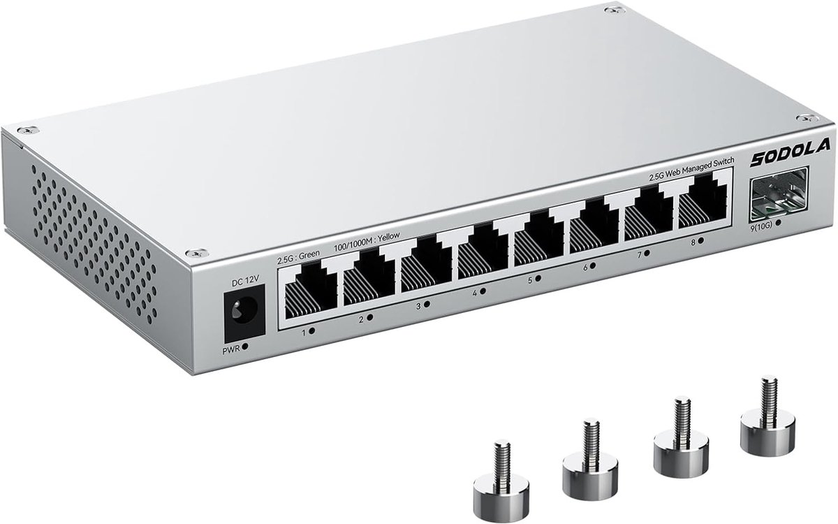 Web-managed switch 8-poorts 2.5Gb - Aluminium koeling - 10G SFP+ slot - Ideaal voor homelab