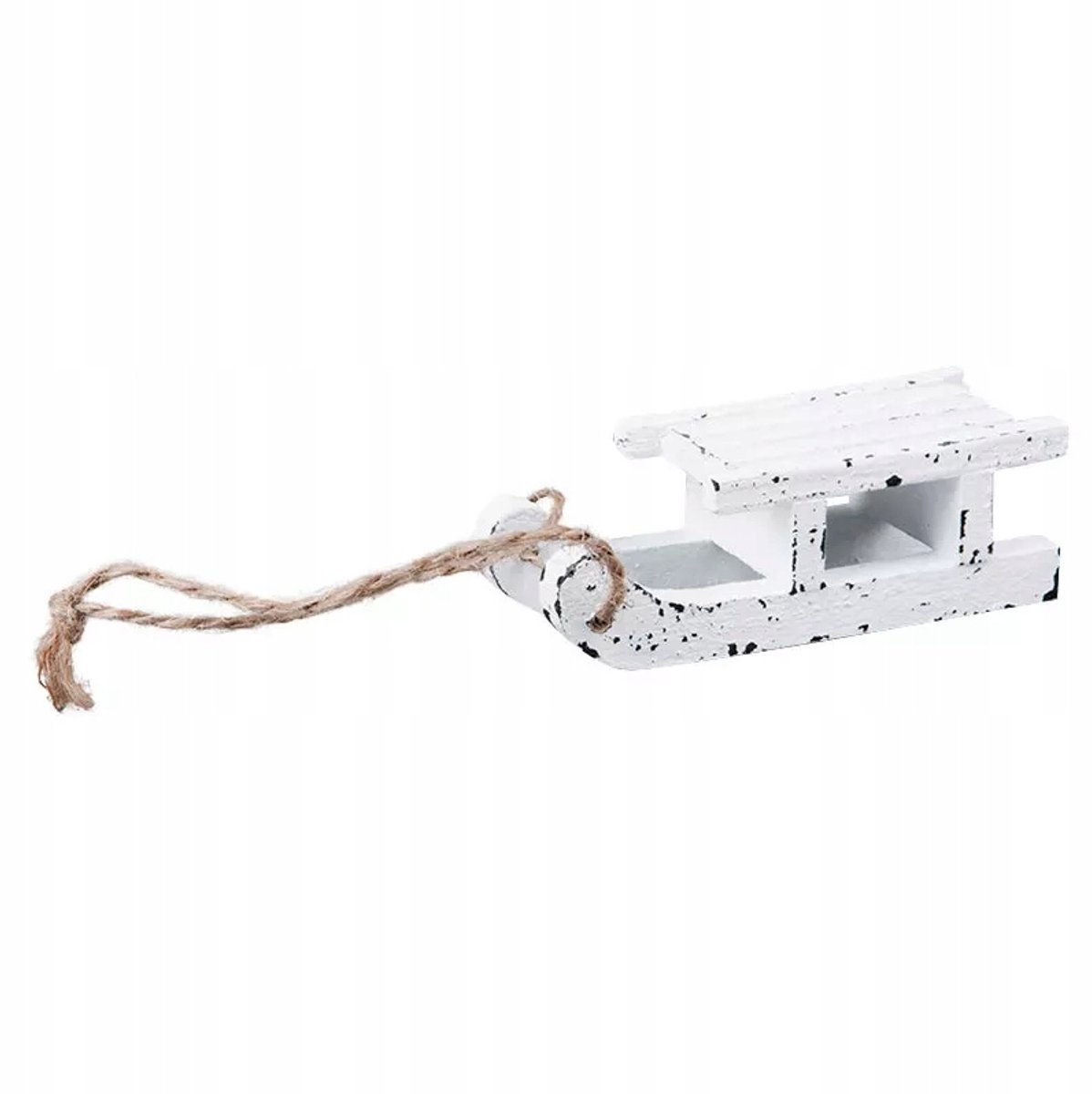 Houten Kersthangers - Sleetjes - Wit - 12,5cm