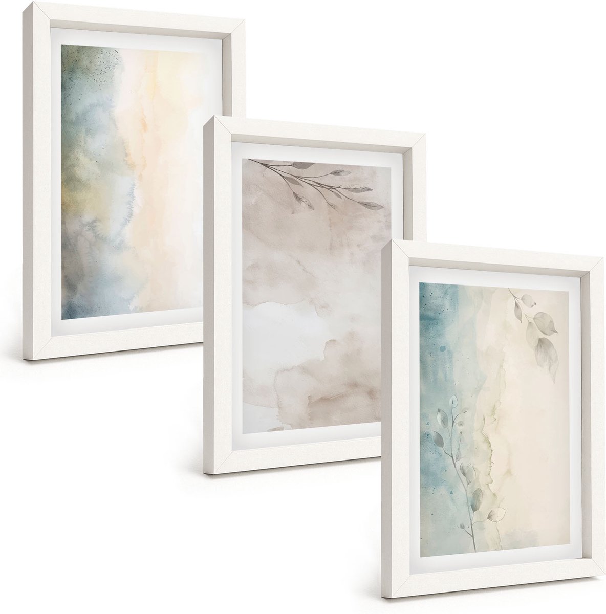 Tulup 3-Delige Schilderij Set - Fijne aquarelkartonnen - 20x30 - Muurdecoratie - Decoratieve Schilderijen - Wohnzimmer