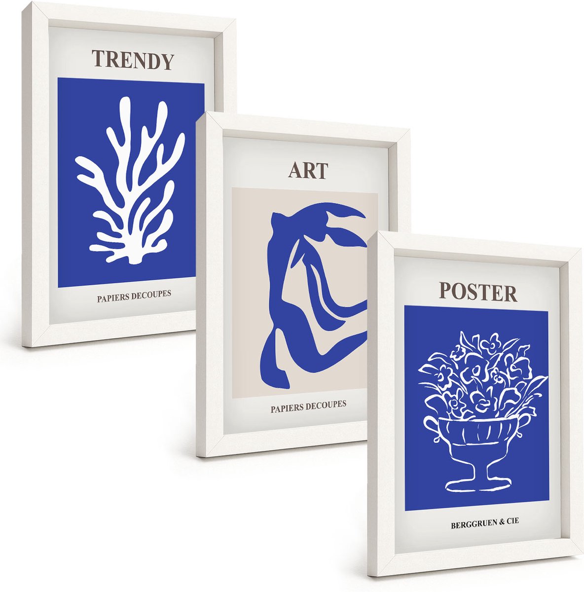 Tulup 3-Delige Schilderij Set - Abstracte kunstposters van Henri Matisse - 20x30 - Schilderijen Set - Wanddecoratie - Woonkamer - Stijlvolle Muurdecoratie
