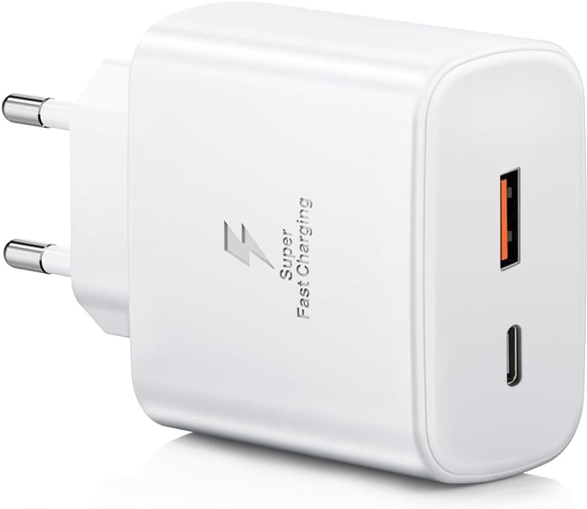 USB C Snellader met USB-adapter - Wit - 45W - Oplaadadapter met 2 Poorten - Voor Smartphones en Tablets