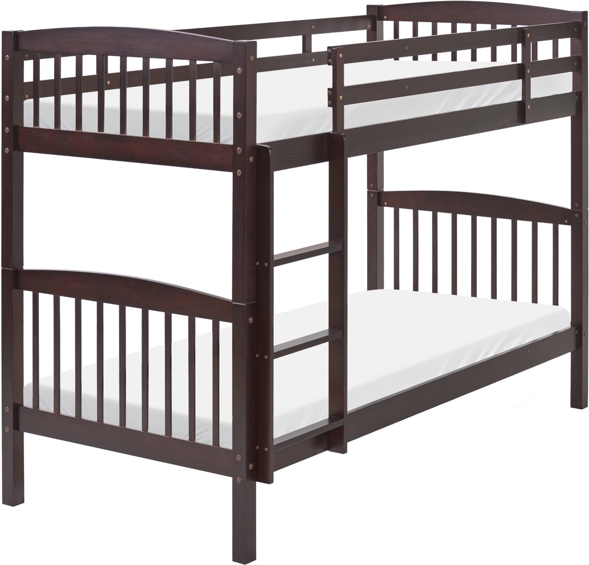 REVIN - Stapelbed - Donkerbruin - 90 x 200 cm - Grenenhout