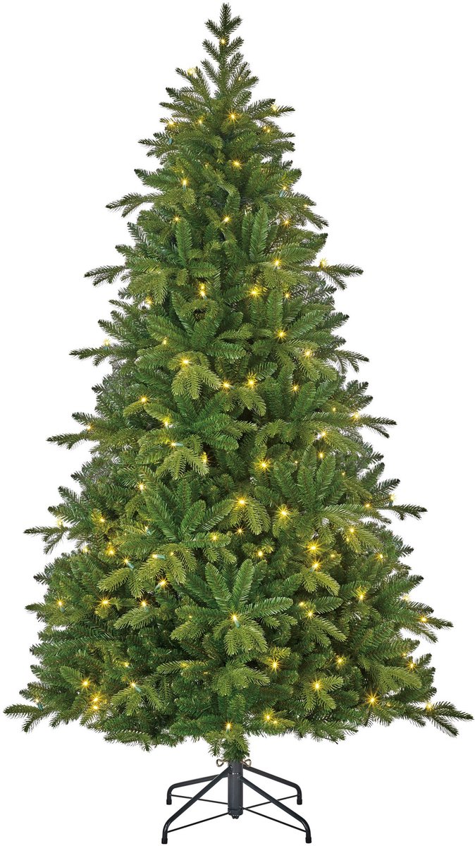 Black Box Trees Brampton Kerstboom met Verlichting - Kunstkerstboom Slank met 180 LED Lampjes en Scharnierconstructie - Kerstversiering voor Binnen - H185 x Ø114 cm - Groen