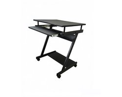 Hoppa! Computertafel Bureau Op Wielen - Verrijdbaar Computerbureau - Geschikt Voor PC / Apple Macbook iMac / Laptop Computer Bureau Meubel - Computermeubel Tafel - Zwart - 60x73x48