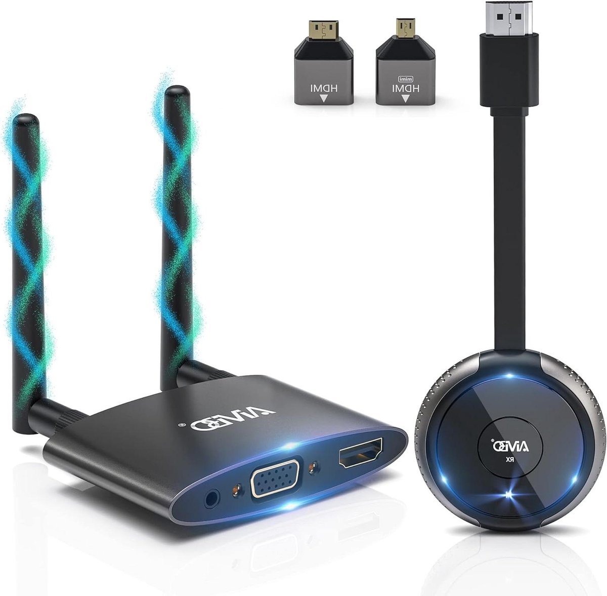 Draadloze HDMI Zender - Streamer Set - Beeld Delen - 5G Plug and Play - 50 Meter Bereik - Zwart