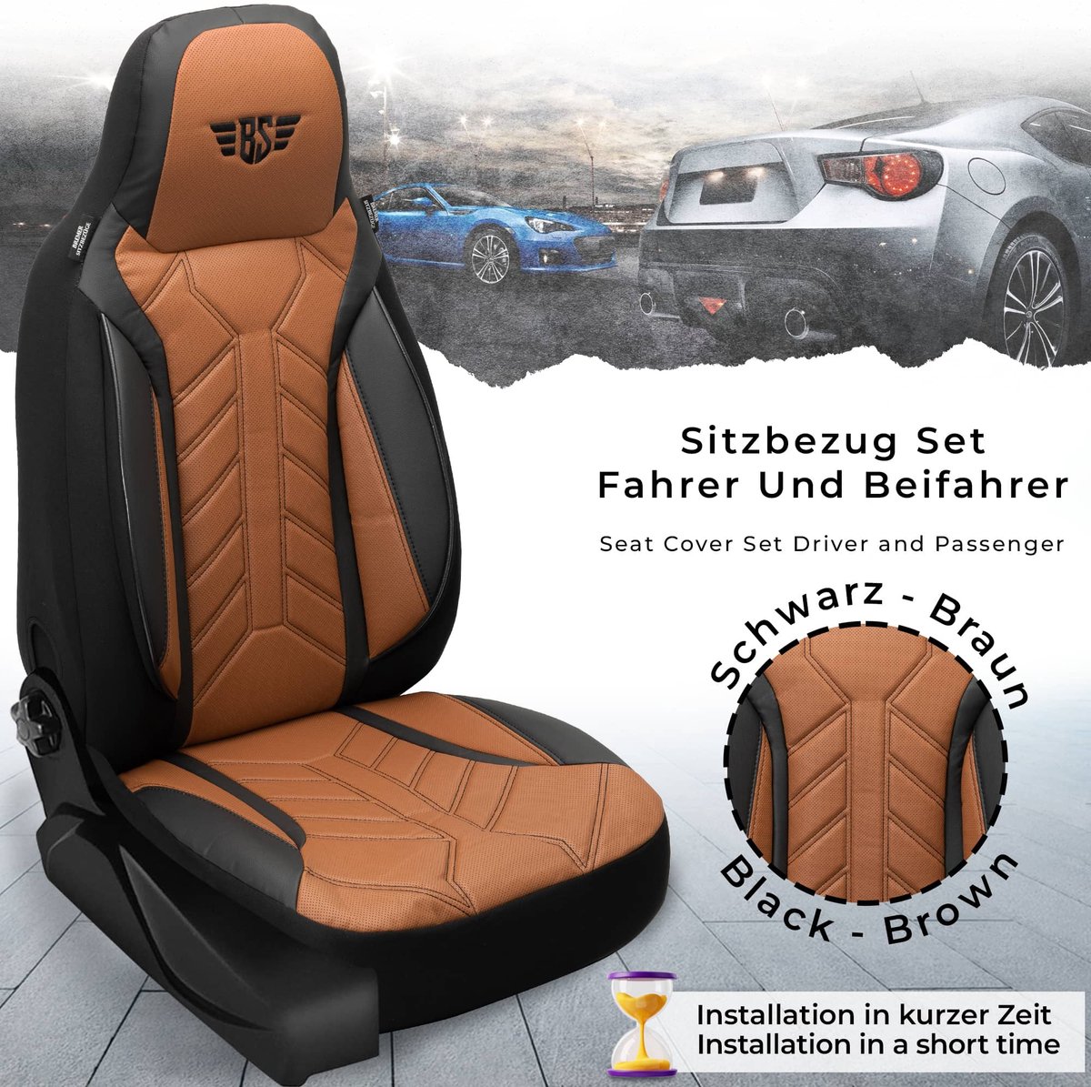 Autostoelhoezen voor Renault Kadjar Bj 2015-21 – Stoelhoezen voor bestuurder en passagier in Zwart/Chocoladebruin