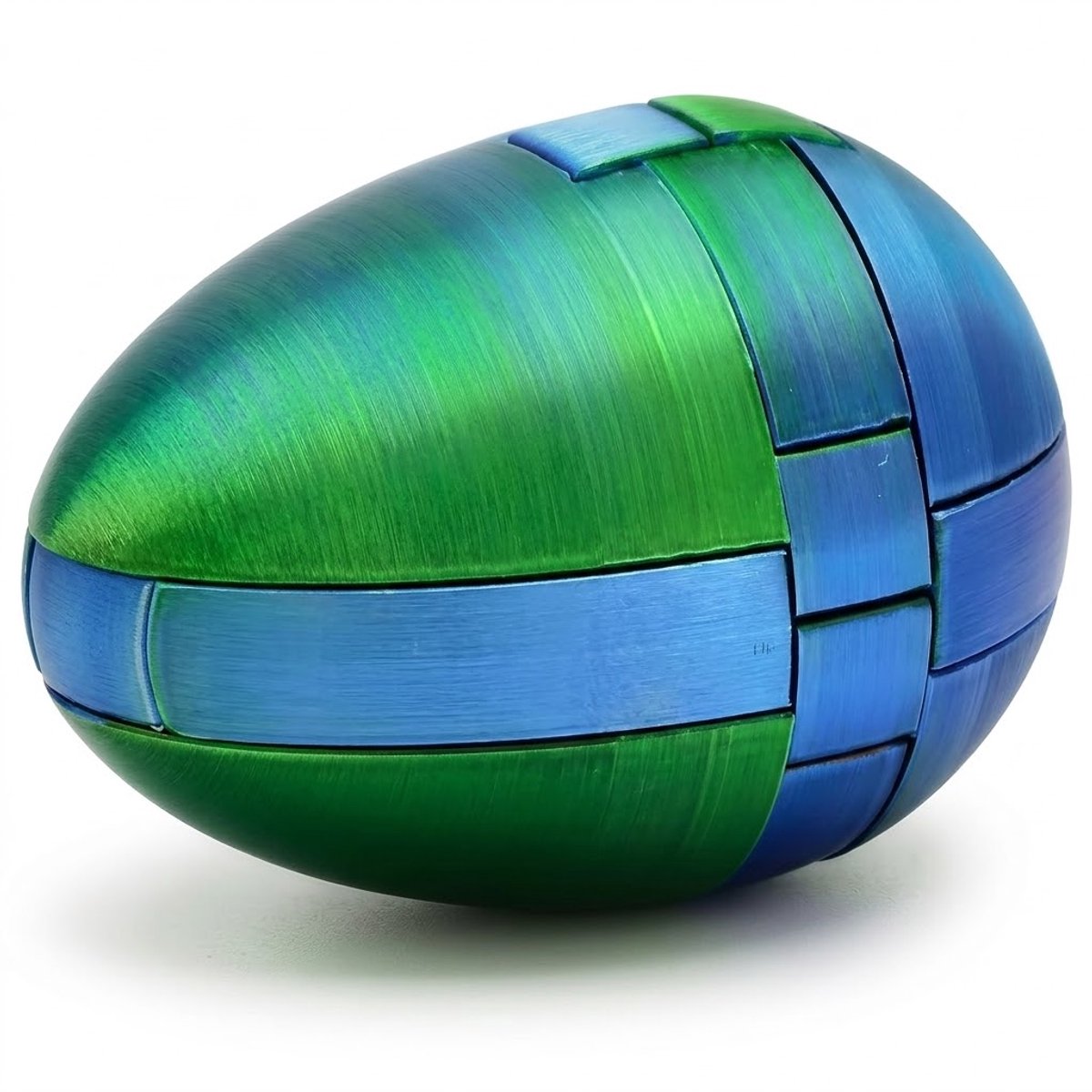 Blauw groen breinbreker puzzel ei volwassenen en kinderen 3D in elkaar grijpende puzzel ei mechanisch denkspel logica puzzel assemblage puzzel hersenkraker compact formaat