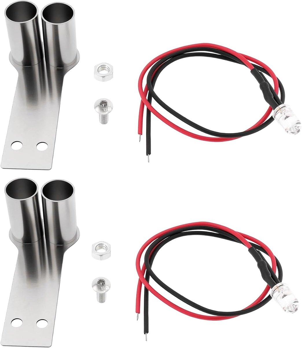 2PCS 1/10 RC Car Simulation Exhaust Pipe for 1/10 Scale Drift Car 49.9x22.1x18.4mm RC Simulation Tail Pipe With LED Light Wire Bolts Screws Double Hole